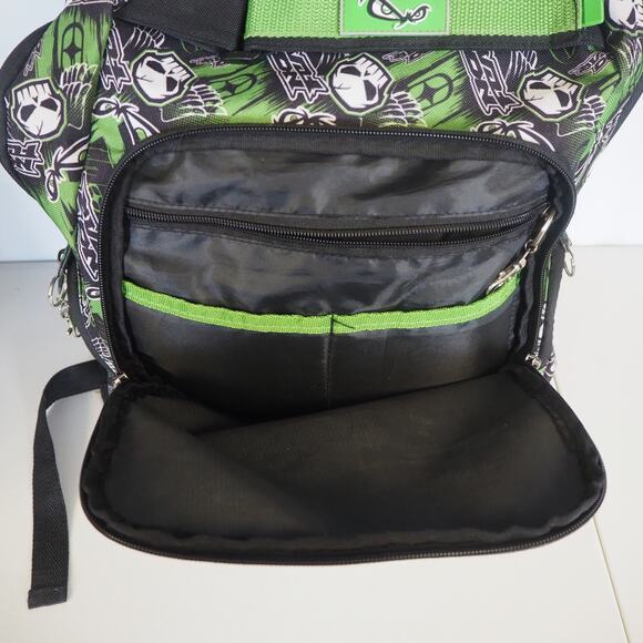 No Fear Green & Black Backpack School Sports Bag Over Shoulder Bag Laptop Zip - Picture 13 of 15